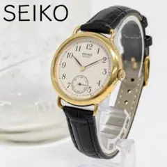 稼働/新品電池 SEIKO クォーツ スモセコ ラウンド ゴールド メンズ 時計