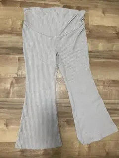 マタニティ リブ編み フレアパンツ XL