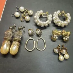 【まとめ売り】イヤリング 大ぶり パール系 コスチュームジュエリー 7点セット