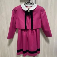 ピンク 襟付きリボンドレス　120