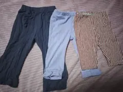 ベビー服 パンツ3枚セット グレー 水色 ストライプ