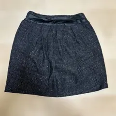 黒系ツイード風ひざ丈スカート Sサイズ