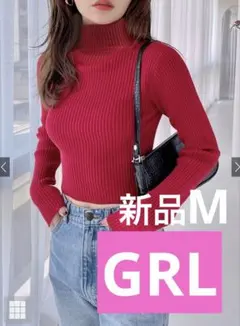 ハイネッククロップド丈ニットトップス