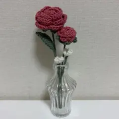 バラ・薔薇・枯れない花束・毛糸の花束・ニットフラワー・編み物・かぎ針・赤