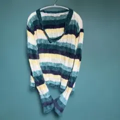 ショート丈マルチボーダーニット