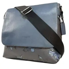 希少　COACH コーチ フローラル　ハワイアン　メッセンジャー　グレー　水色