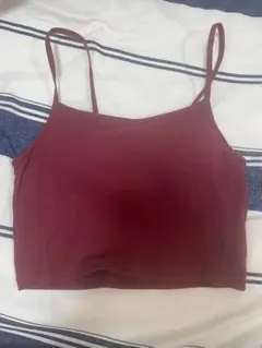 バーガンディ リブ編み クロップドブラトップ