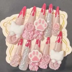 【ネイルチップ】量産型地雷系平成女児垂れ肉球ゴテゴテスーパーロング姫系