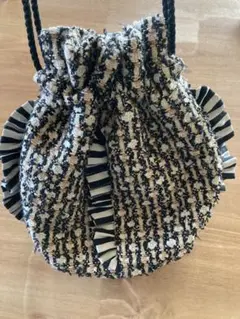ボーダーズアットバルコニー⭐︎ツイードフリル巾着ショルダーバッグ