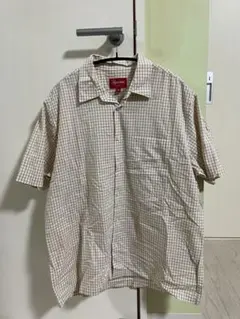 Supreme ギンガムチェック 半袖シャツ ベージュ M