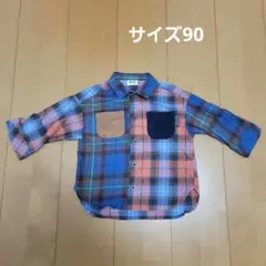 BREEZEブリーズ　ベビーキッズ　トップスシャツ　長袖　チェック柄　サイズ90