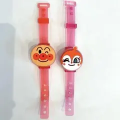 アンパンマンドキンちゃんLEDライト腕時計ガチャガチャ廃盤赤ピンク光るピカピカ