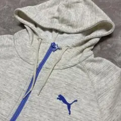 PUMA フルジップパーカー グレー/ブルー　レディースXL メンズS相当