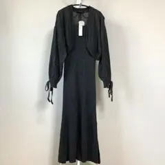 ＄ 新品 ヘザー Heather リボンボレロカーデ付きワンピース 黒
