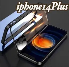 新品　スマホケース iPhone14plus 黒　ケース 全面カバー マグネット