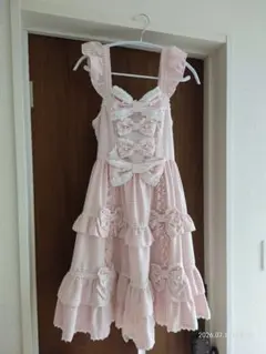 00s 希少 TRALALA ビスチェ風ビッグリボン付きフリルキャミワンピ 姫 00s 希少 TRALALA ビスチェ風ビッグリボン付きフリルキャミワンピ 姫