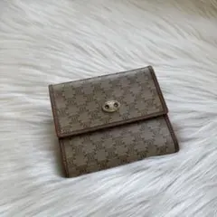セリーヌ マカダム コンパクトウォレット トリオンフ レザー 三つ折り財布
