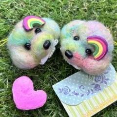 幸運の虹色トイプードル　レインボーちゃん2匹セット　ストラップ