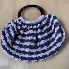 編み物ストライプデザインハンドバッグ