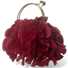 2way ショルダーバッグ パーティーバッグ がま口 花柄 パーティー　ボルドー