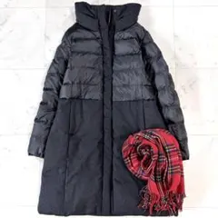 美品 23区 異素材切替ウールカシミヤ混 ダウンジャケットコート ロング丈