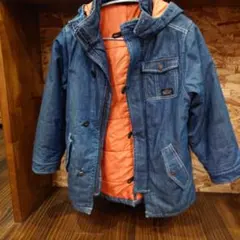 BREEZE★デニムジャケット フード付き オレンジ裏地