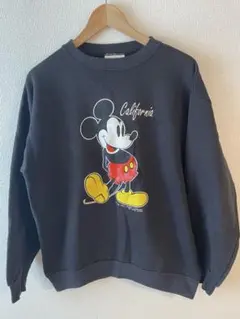 ディズニー　スウェット　ミッキー　黒　アメリカ製　M