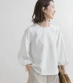 DOORS カルゼボリュームスリーブブラウス ホワイト
