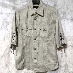 SCHLUSSEL シャツ　ミリタリー　花柄　レースアップ　日本製のサムネイル