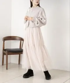 Chico チコ 美品 Wジップニット+チュールキャミワンピース