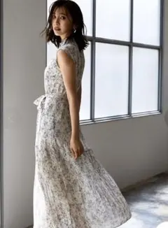 FRAY I.Dフレイアイディー★ノースリーブプリーツプリントワンピ