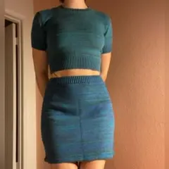 American Apparel ブルーグリーン サマーニット セットアップ