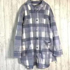 ZARA ザラ　ジャケット　スウェード調　チェック　オーバーサイズ　ブルー