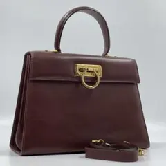Salvatore Ferragamo ガンチーニ　ハンドバッグ　レザー　茶のサムネイル