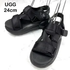 【美品】UGG LA アルト クロス ストラップ 24 黒 サンダル 厚底