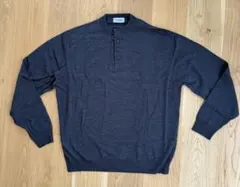 レショップ別注JOHN SMEDLEY ヘンリーネックニット チャコール L