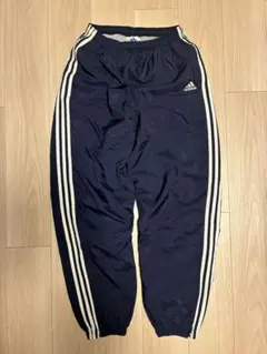 90s adidas ナイロントラックパンツ ネイビー L バギー 3ライン