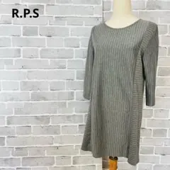 R.P.S ストライプチュニック ワンピース 5分袖 グレー系 C213のサムネイル