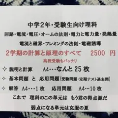 高校受験　苦手分野　理科物理　電流電圧抵抗　熱量　電力　磁力線　力　などの問題のサムネイル