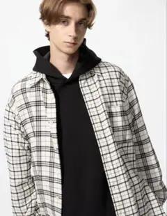 UNIQLO ユニクロ フランネル チェック シャツ 長袖 オフホワイト