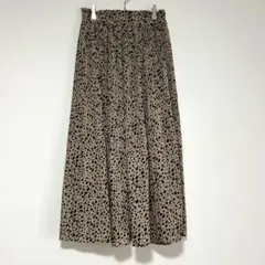 n0894【ラダリスタ】プリーツスカート ロング レオパード柄 ベージュ 薄手