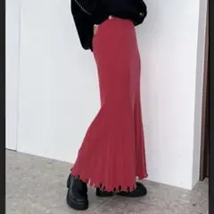 PAGEBOY ダメージヘムニットスカート レッド チェリー35 F