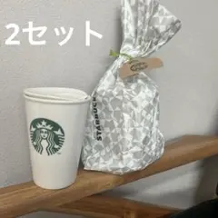 新品未使用　スターバックス 陶器製マグカップ 蓋付き（2セット）