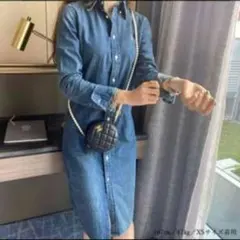 ラルフローレン✨ ポニー刺繍 デニム シャツワンピース 貝ボタン ブルー