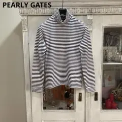 パーリーゲイツ 長袖シャツ 1 ホワイト ボーダー ハイネック ゴルフ