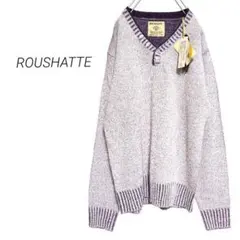 新品【ROUSHATTE】ヘンリーネックニット セーター 洗える パープル 長袖
