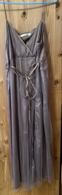 グレー シフォン キャミワンピース ロング丈