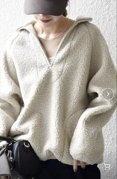 ◻︎限定価格◻︎SHIPS any: ボア フリース ハーフジップ プルオーバー