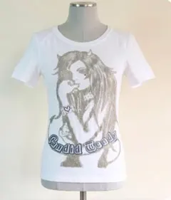 レア Y2K BA-TSU 原宿 ラフォーレ デビル ラメ Tシャツ 白 金 銀のサムネイル