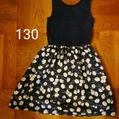 ✿130 GAP　ノースリーブ花柄ワンピ紺　【難あり】